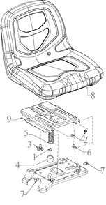 Seat 1 Diagram and Parts List for CC30H (13AC21JDA10)(2023) Cub Cadet Lawn Tractor Accessories